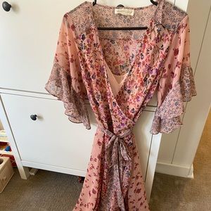 Love Stitch, Pink/coral Wrap Dress, Size M